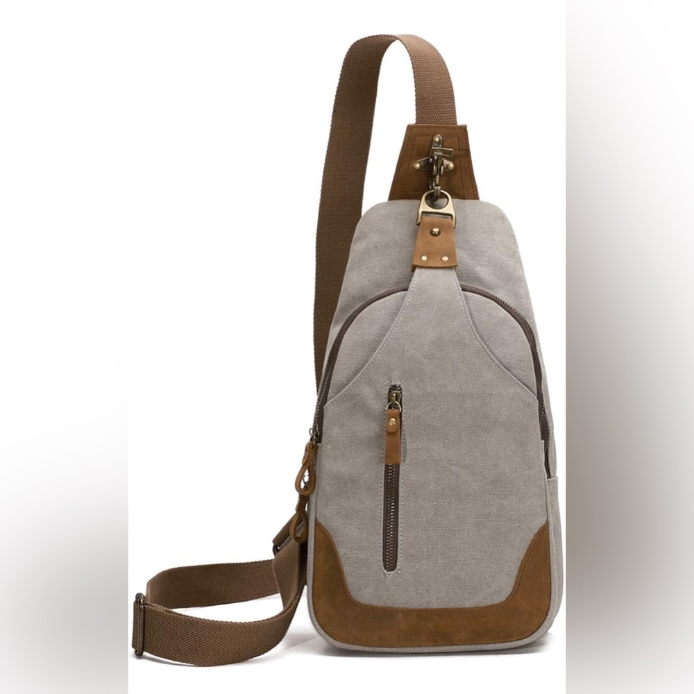 Vintage brown and beige crossbody bag